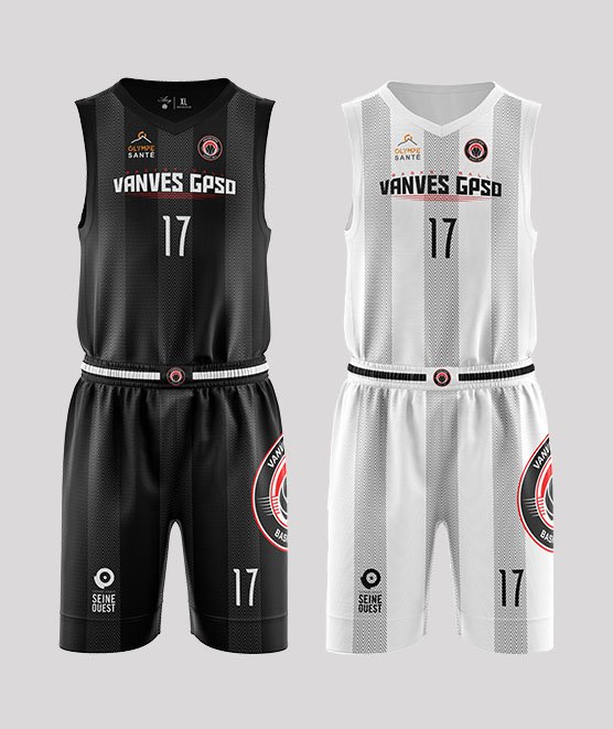 Ensemble réversible en sublimation pour les clubs de basket-ball