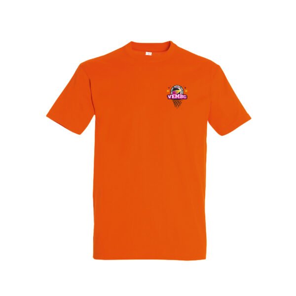 T-shirt orange coton unisexe VEMBC petit logo